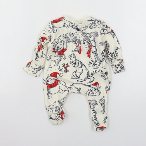George Boys Ivory Geometric Jersey Babygrow One-Piece Size Newborn  - winnie the pooh, disney