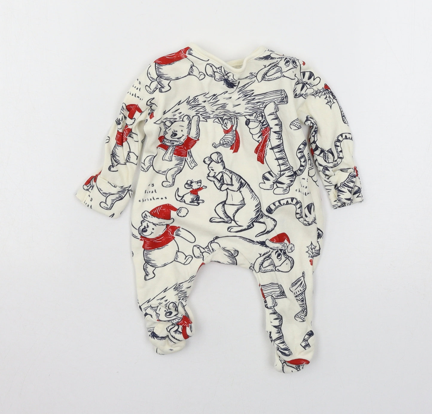 George Boys Ivory Geometric Jersey Babygrow One-Piece Size Newborn  - winnie the pooh, disney