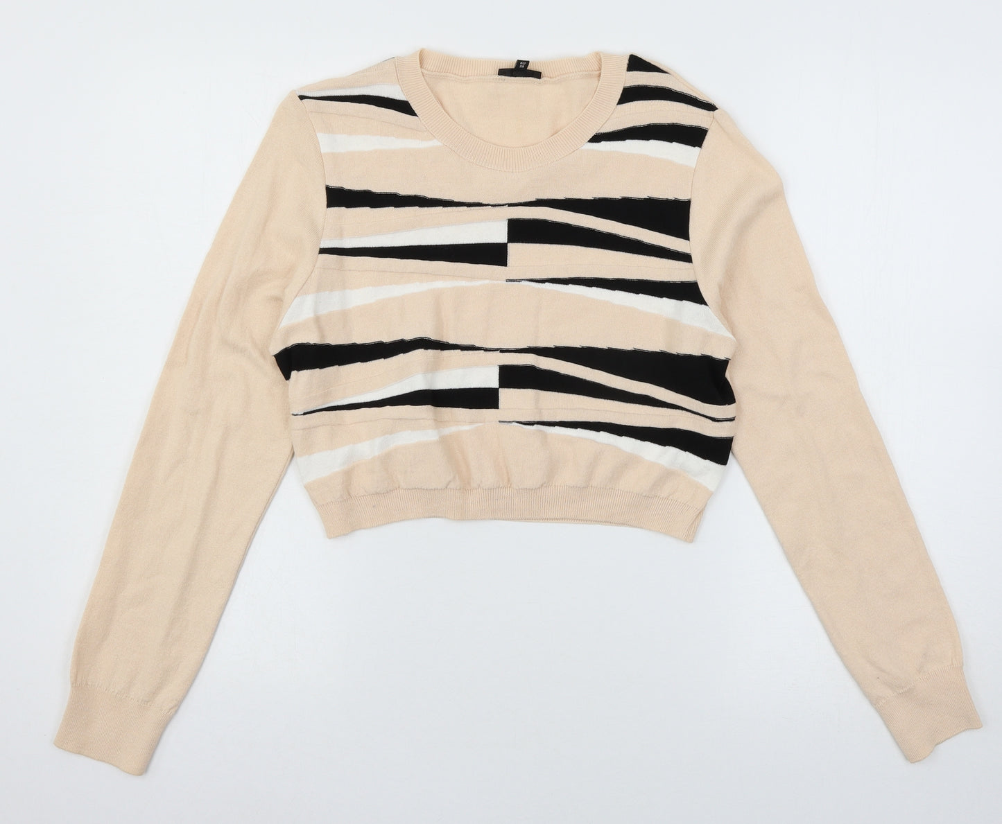 River Island Womens Pink Striped Knit Pullover Jumper Size 10