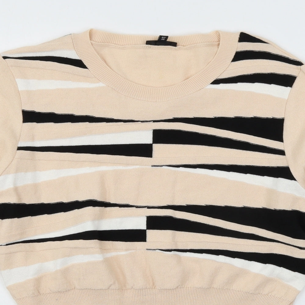 River Island Womens Pink Striped Knit Pullover Jumper Size 10