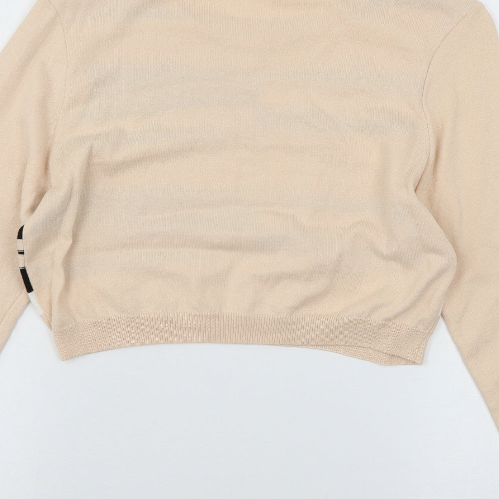 River Island Womens Pink Striped Knit Pullover Jumper Size 10