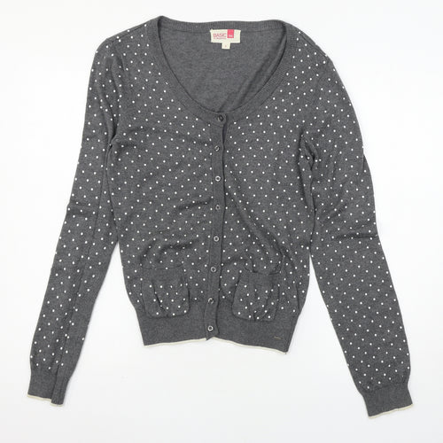 Fox  Womens Grey Polka Dot Knit Cardigan Jumper Size S