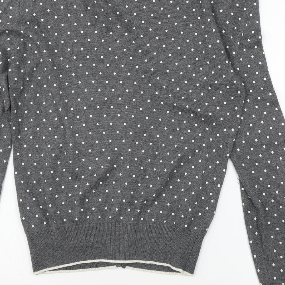Fox  Womens Grey Polka Dot Knit Cardigan Jumper Size S