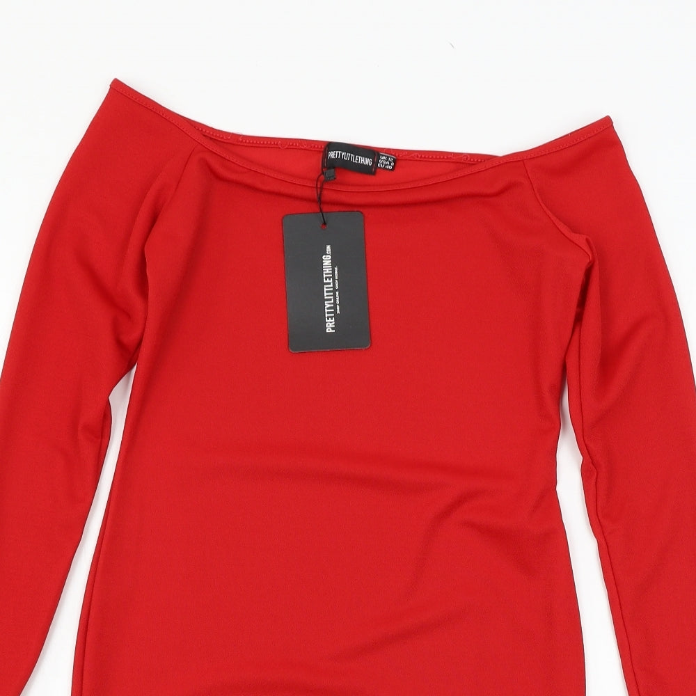 PRETTYLITTLETHING Womens Red  Jersey Bodycon  Size 12
