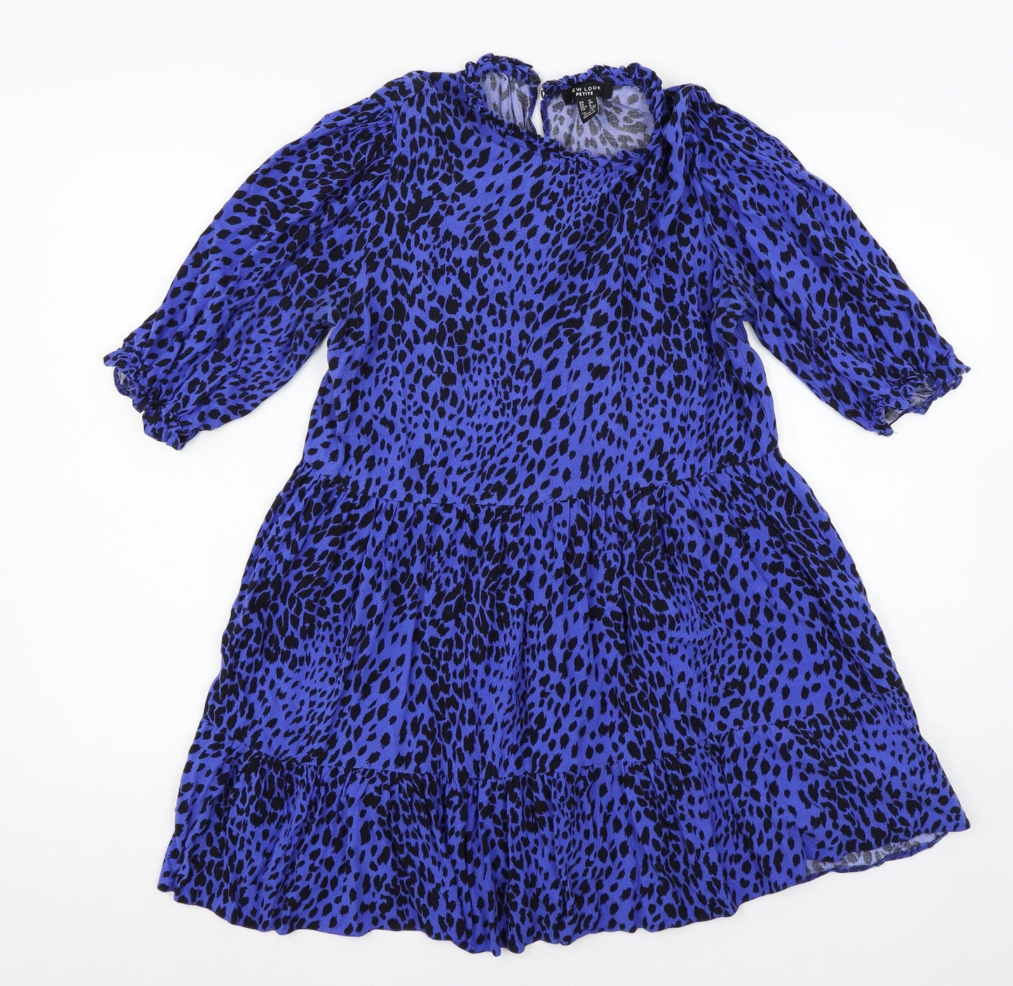 New Look Womens Blue Animal Print Rayon Skater Dress  Size 12