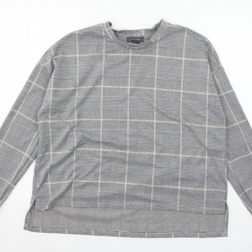 Primark Womens Grey Check Jersey Pullover Sweatshirt Size 12