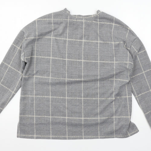 Primark Womens Grey Check Jersey Pullover Sweatshirt Size 12