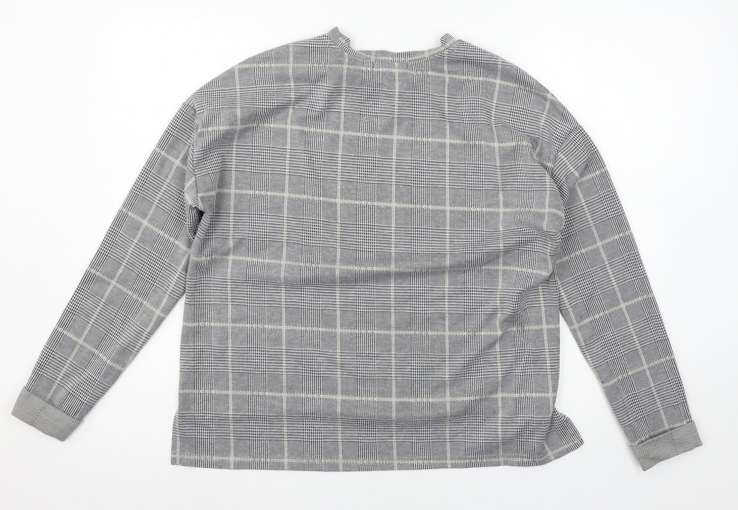 Primark Womens Grey Check Jersey Pullover Sweatshirt Size 12