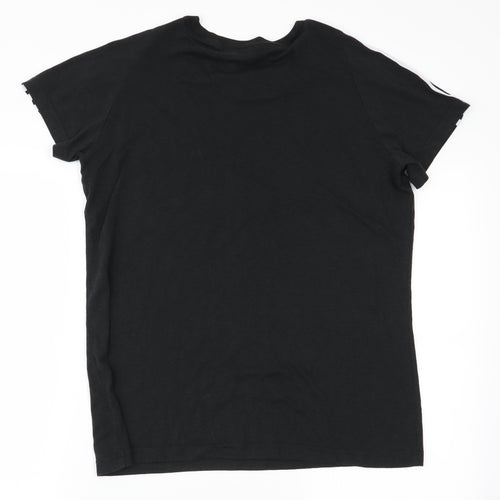 adidas Womens Black Striped  Basic T-Shirt Size 16