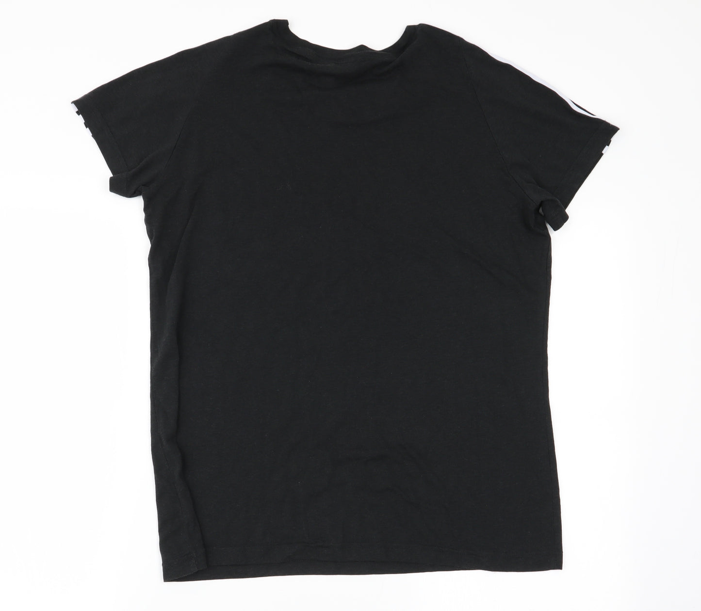 adidas Womens Black Striped  Basic T-Shirt Size 16