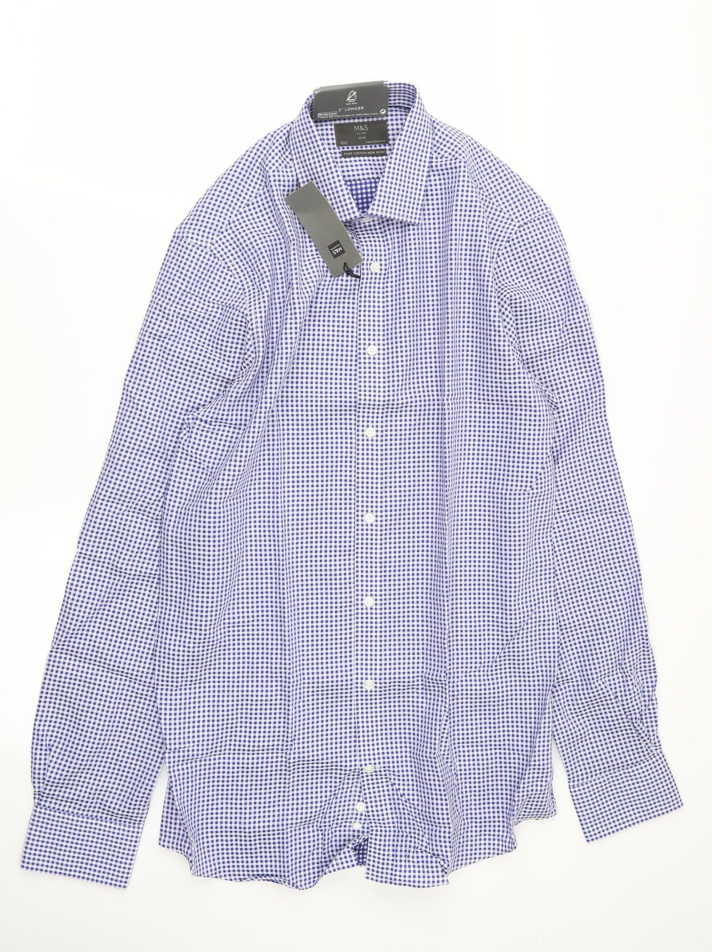 M&S Mens Multicoloured Check   Dress Shirt Size 15.5