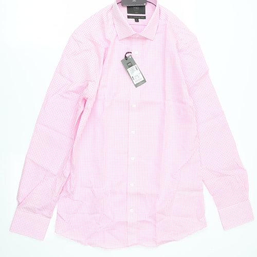 M&S Mens Multicoloured Check   Dress Shirt Size 15