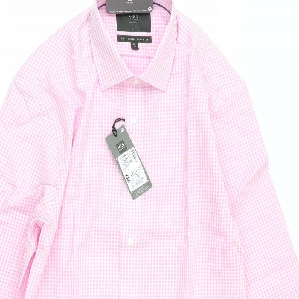 M&S Mens Multicoloured Check   Dress Shirt Size 15