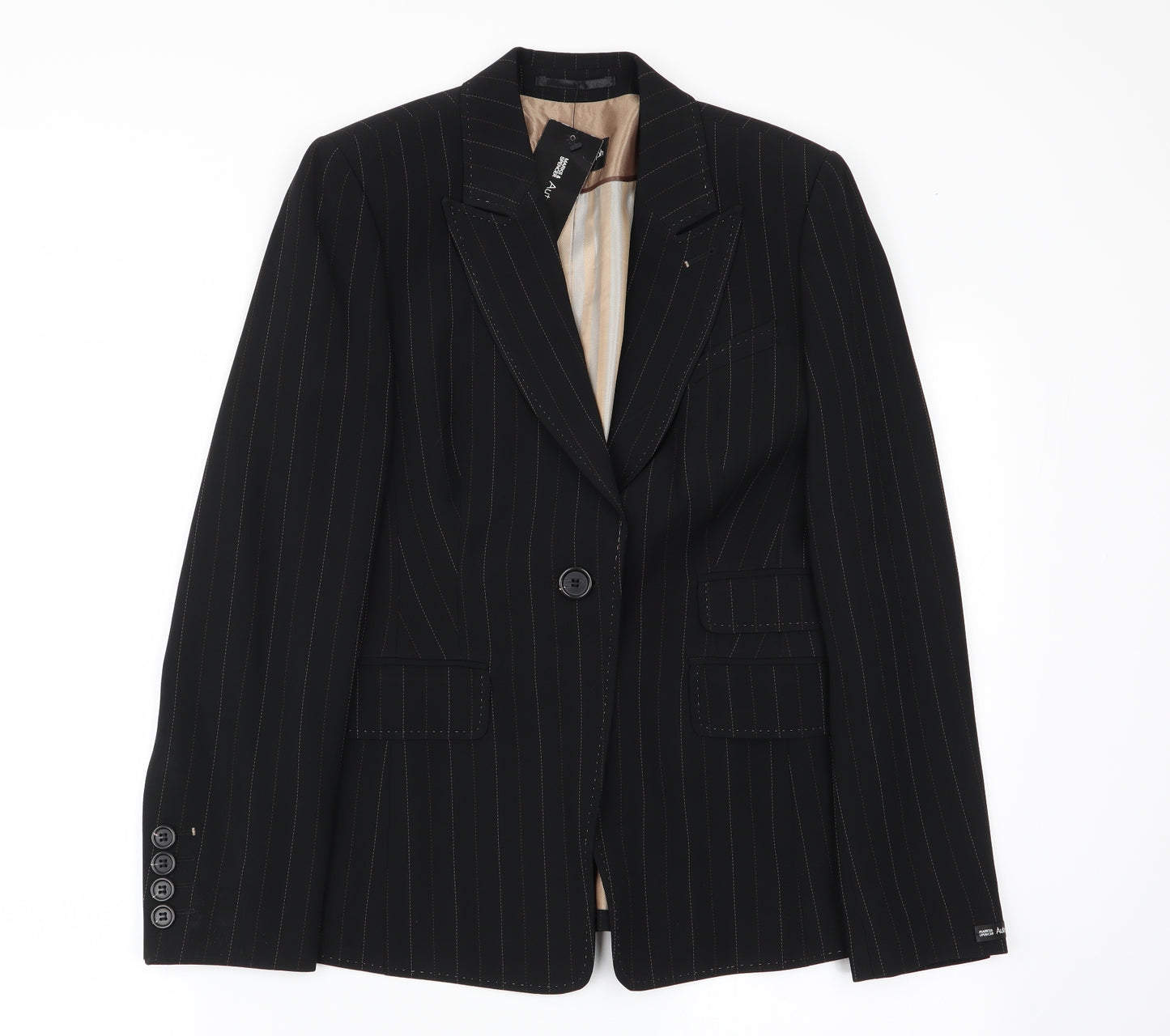 Autograph Womens Black Striped  Jacket Blazer Size 10