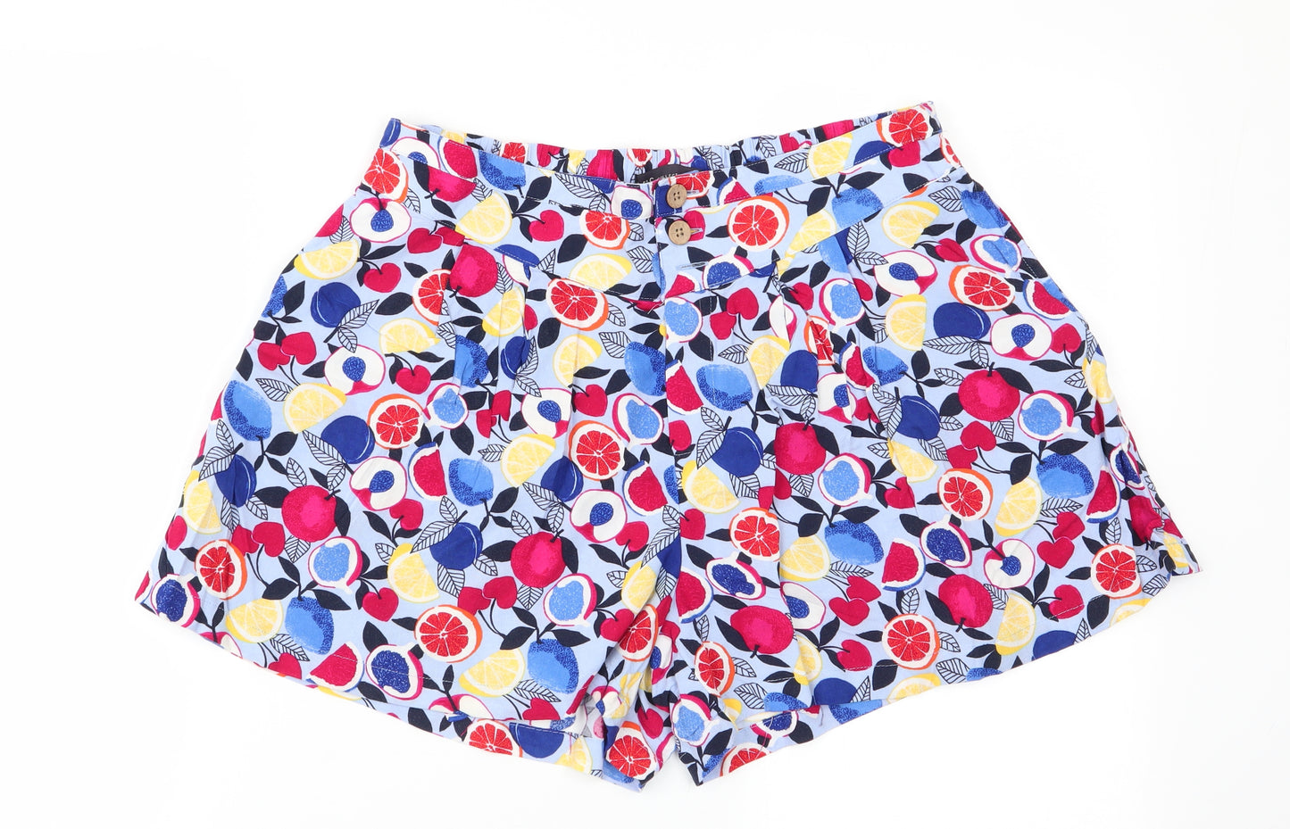 M&S Womens Multicoloured Geometric  Chino Shorts Size 10 - Stretch waistband/legging