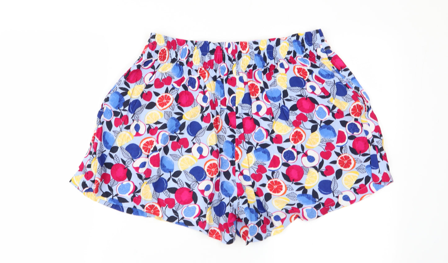 M&S Womens Multicoloured Geometric  Chino Shorts Size 10 - Stretch waistband/legging