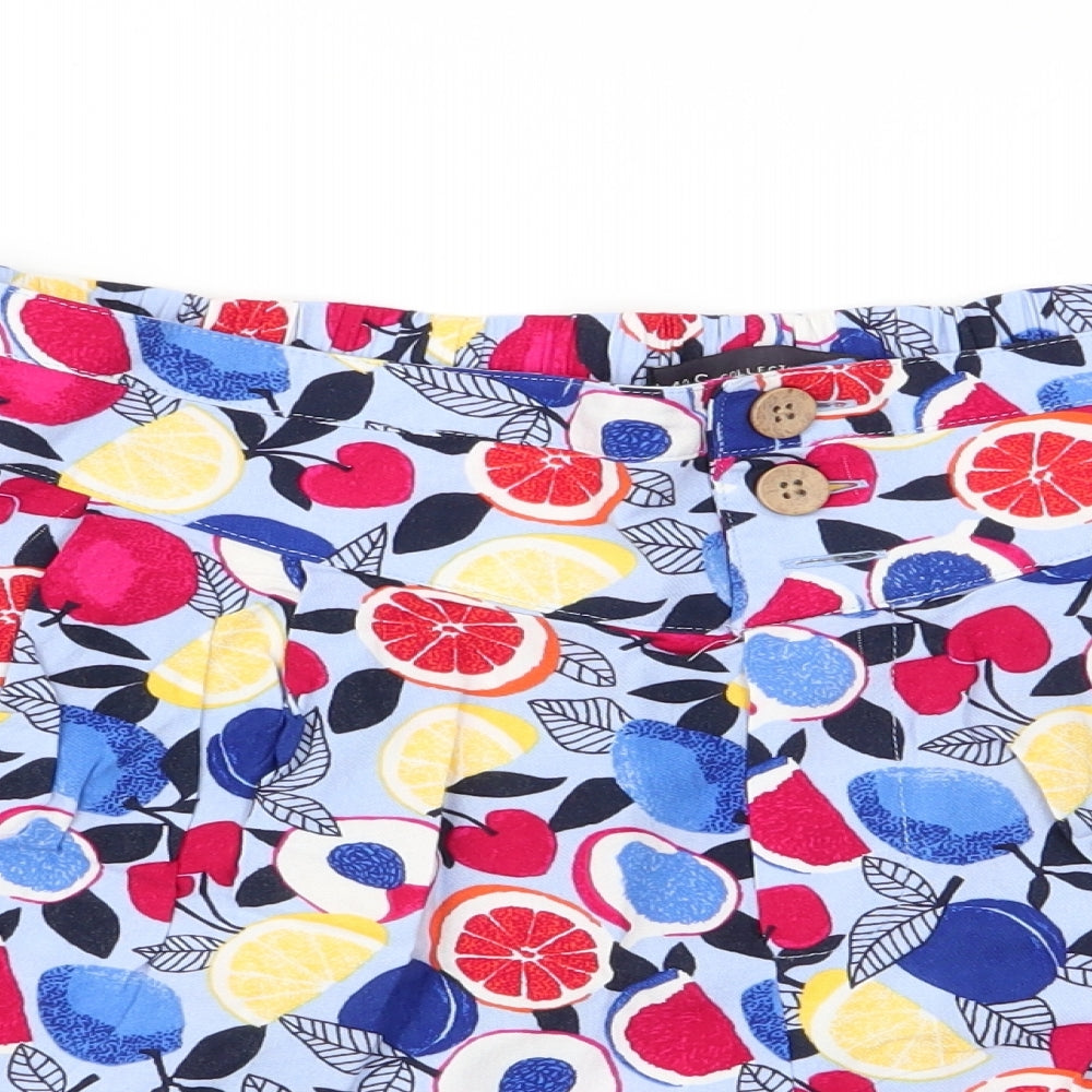 M&S Womens Multicoloured Geometric  Chino Shorts Size 10 - Stretch waistband/legging