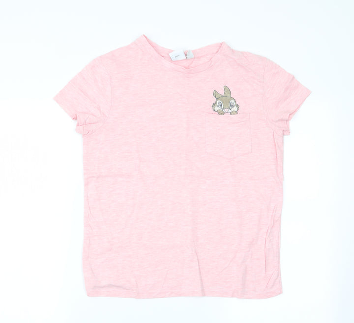 Disney Womens Pink Solid Top Pyjama Top Size 12