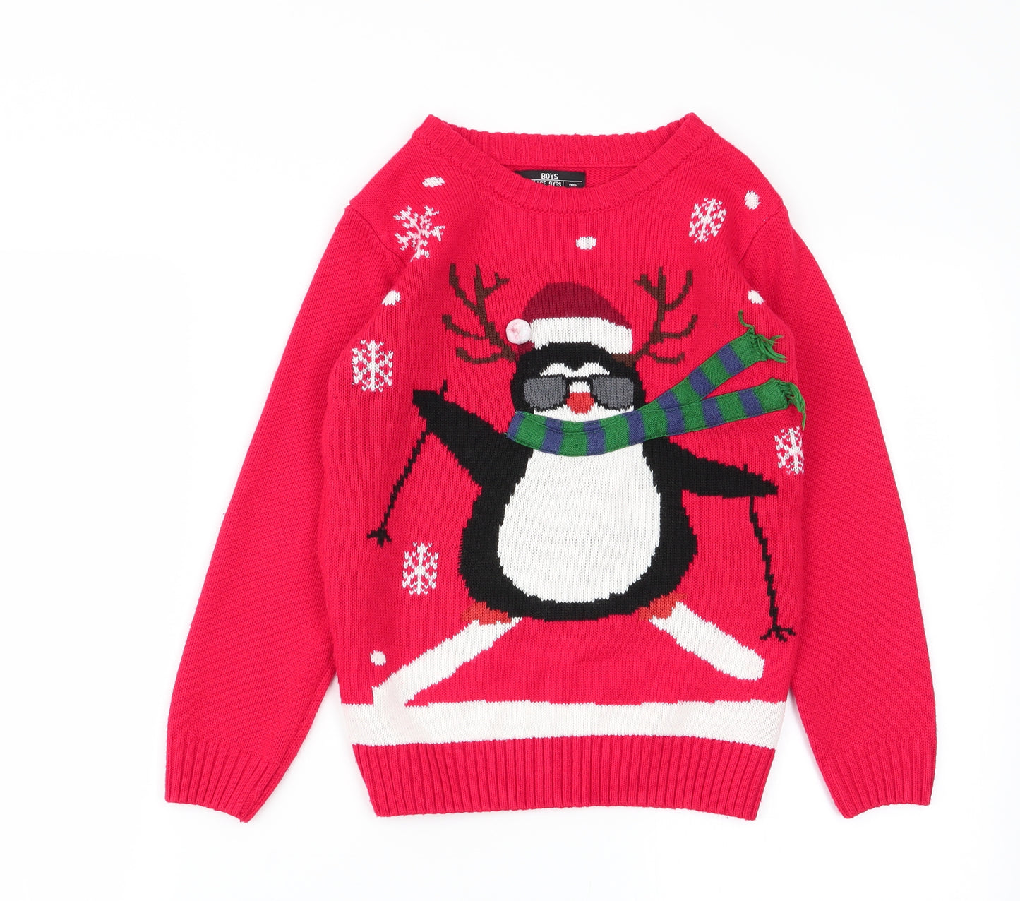 Matalan Boys Red   Pullover Jumper Size 9 Years  - christmas