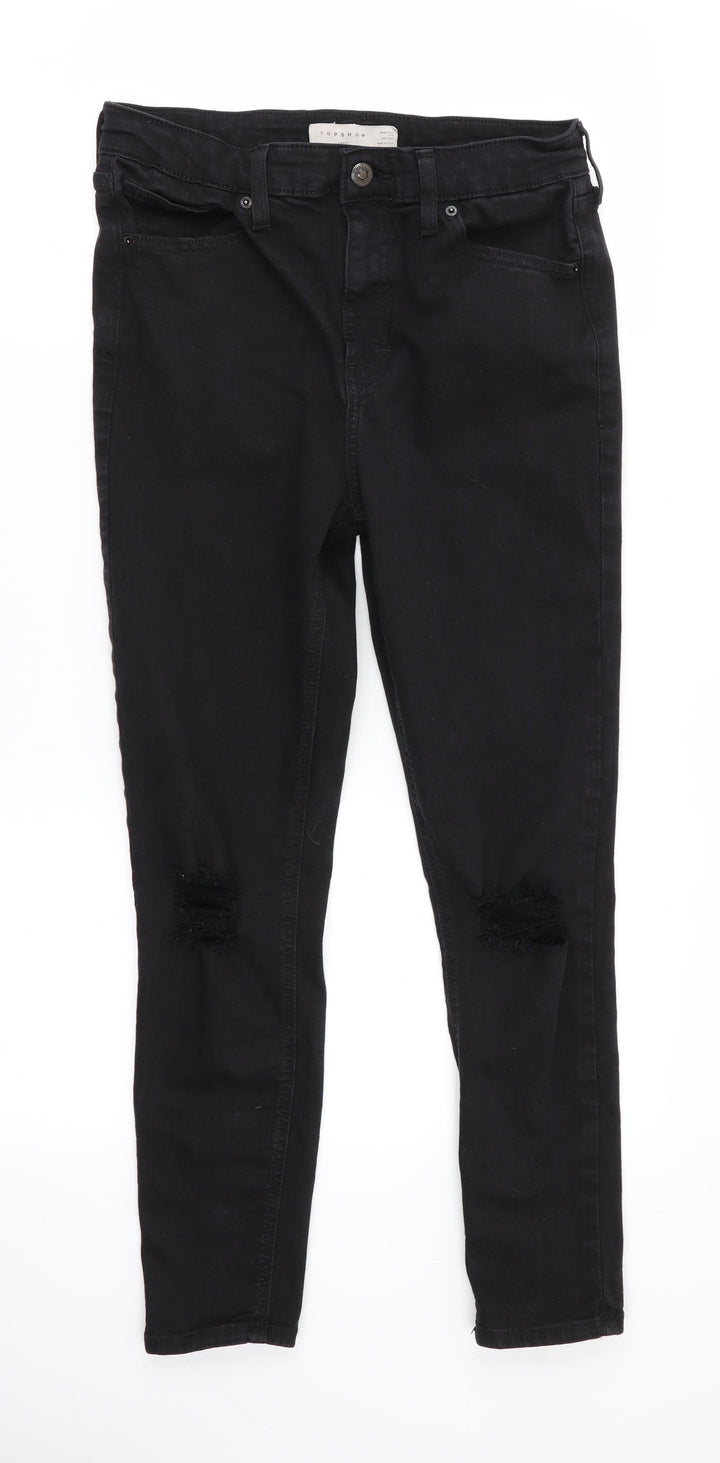 Topshop Womens Black Skinny Jeans Size 30 in L30 in - RIPPED JEANS