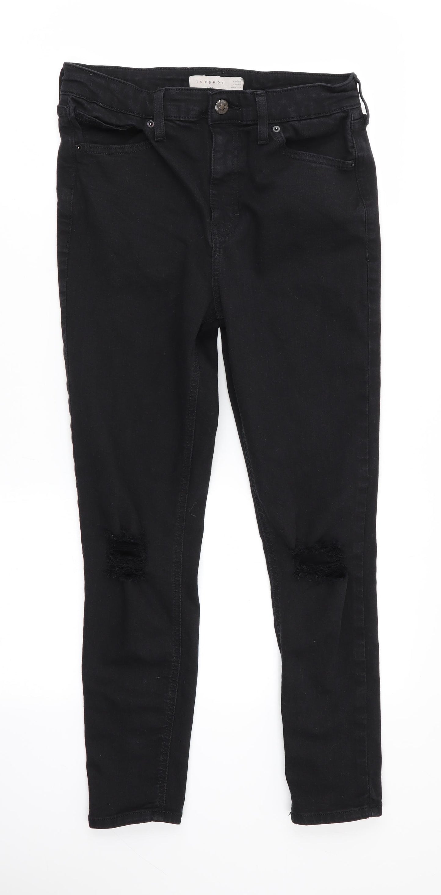 Topshop Womens Black   Skinny Jeans Size 30 in L30 in - RIPPED JEANS