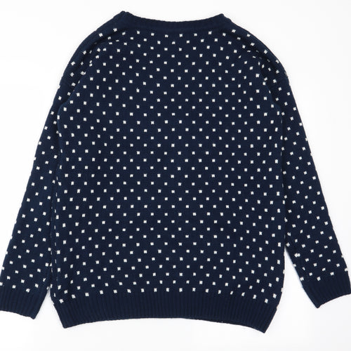 Primark Mens Blue Polka Dot  Pullover Jumper Size S