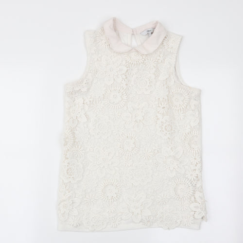 NEXT Womens White Floral  Basic Tank Size 8
