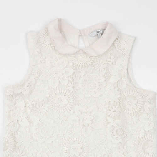 NEXT Womens White Floral  Basic Tank Size 8
