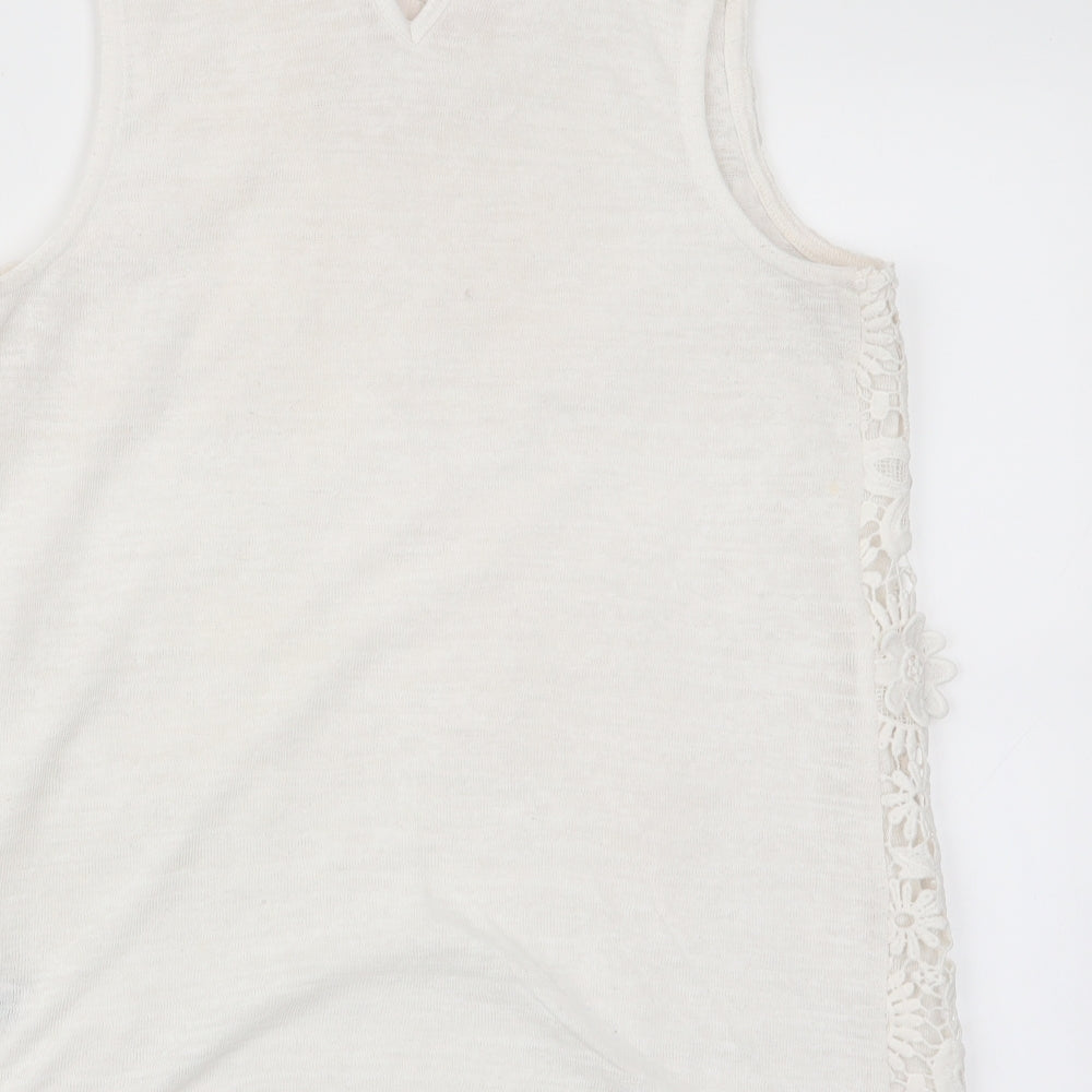 NEXT Womens White Floral  Basic Tank Size 8