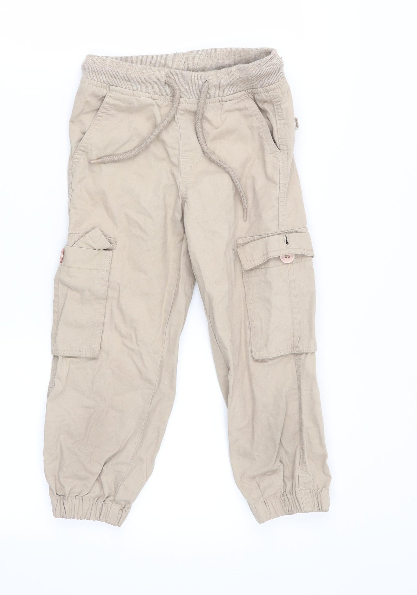 max boys Boys Beige   Cargo Trousers Size 5-6 Years