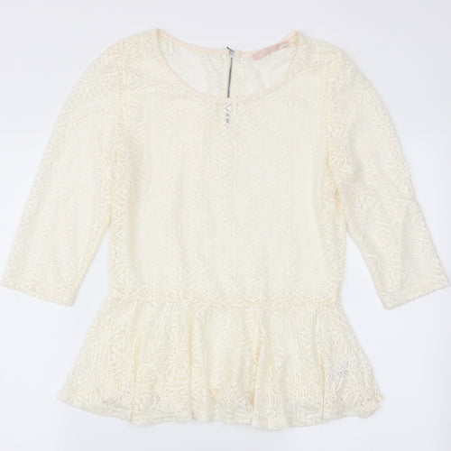 NEXT Womens Ivory Geometric  Basic Blouse Size 10