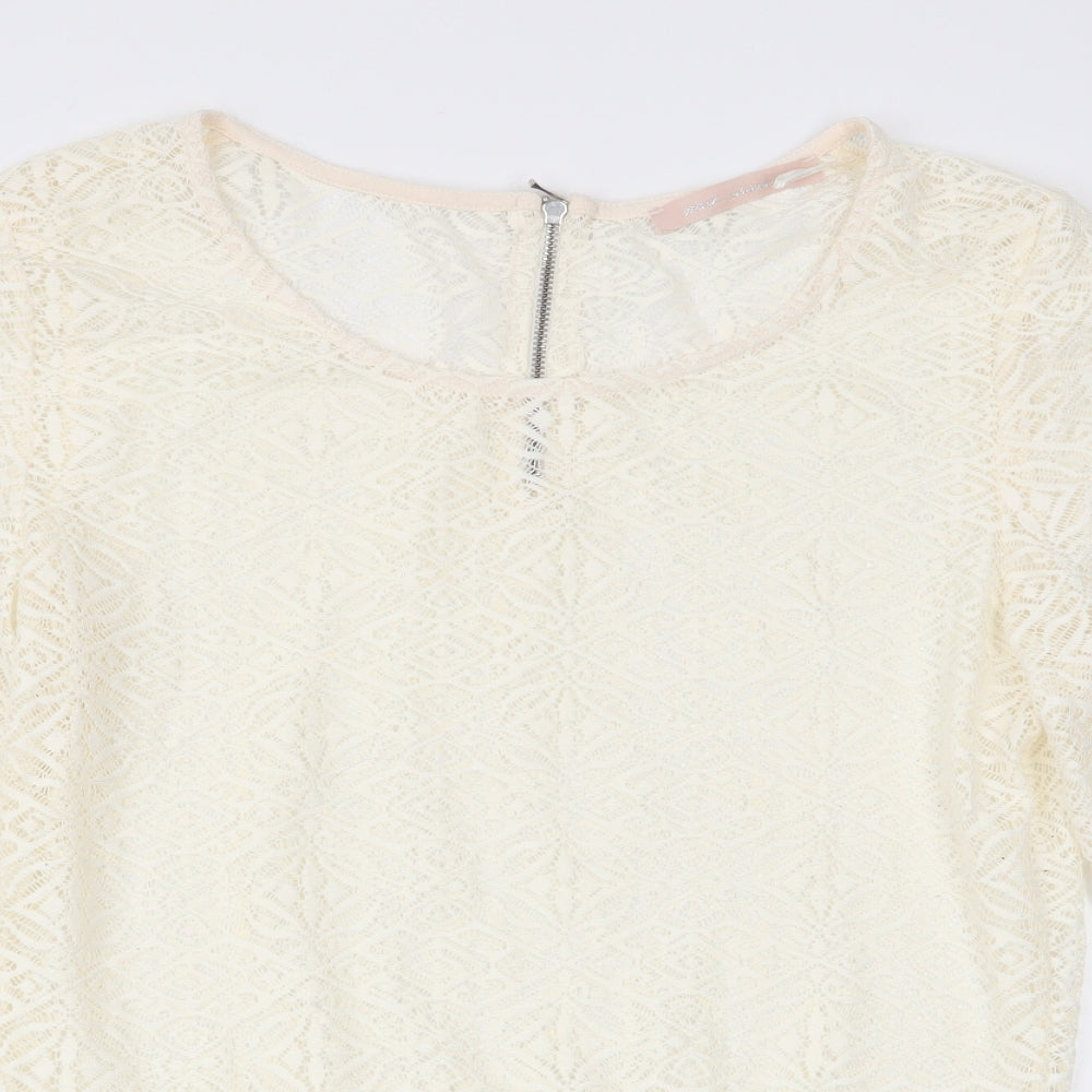 NEXT Womens Ivory Geometric  Basic Blouse Size 10