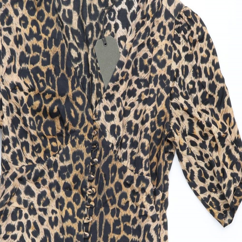 AllSaints Womens Multicoloured Animal Print  Fit & Flare  Size L