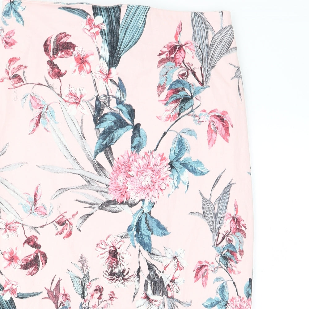 F&F Womens Pink Floral  A-Line Skirt Size 12