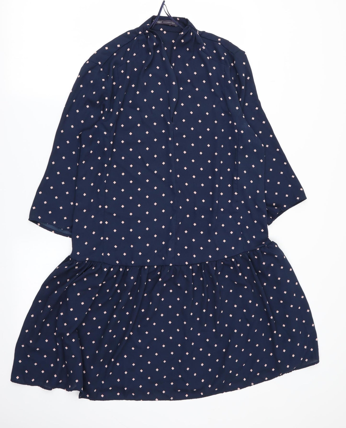 M&S Womens Blue Geometric  Fit & Flare  Size 12