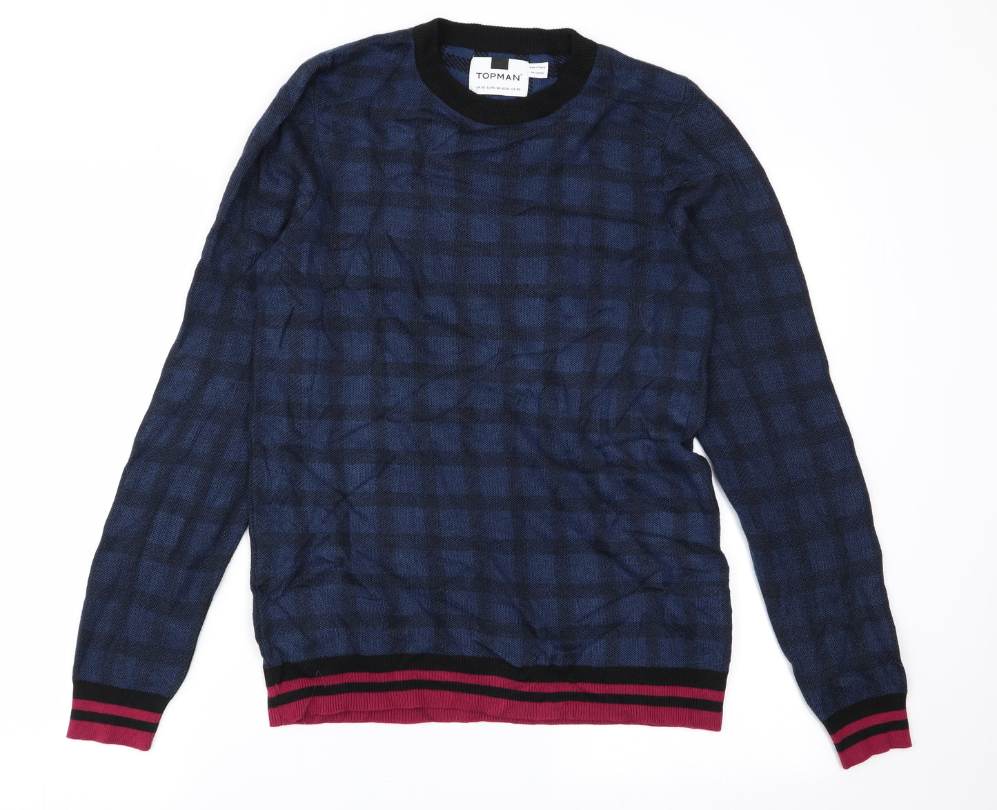 Topman Mens Blue Check  Pullover Jumper Size XS