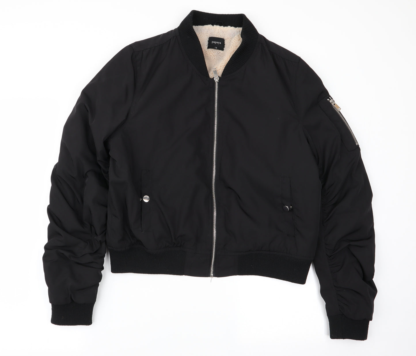 Papaya Womens Black   Bomber Jacket Coat Size 16