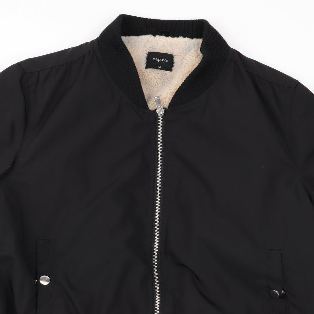 Papaya Womens Black   Bomber Jacket Coat Size 16