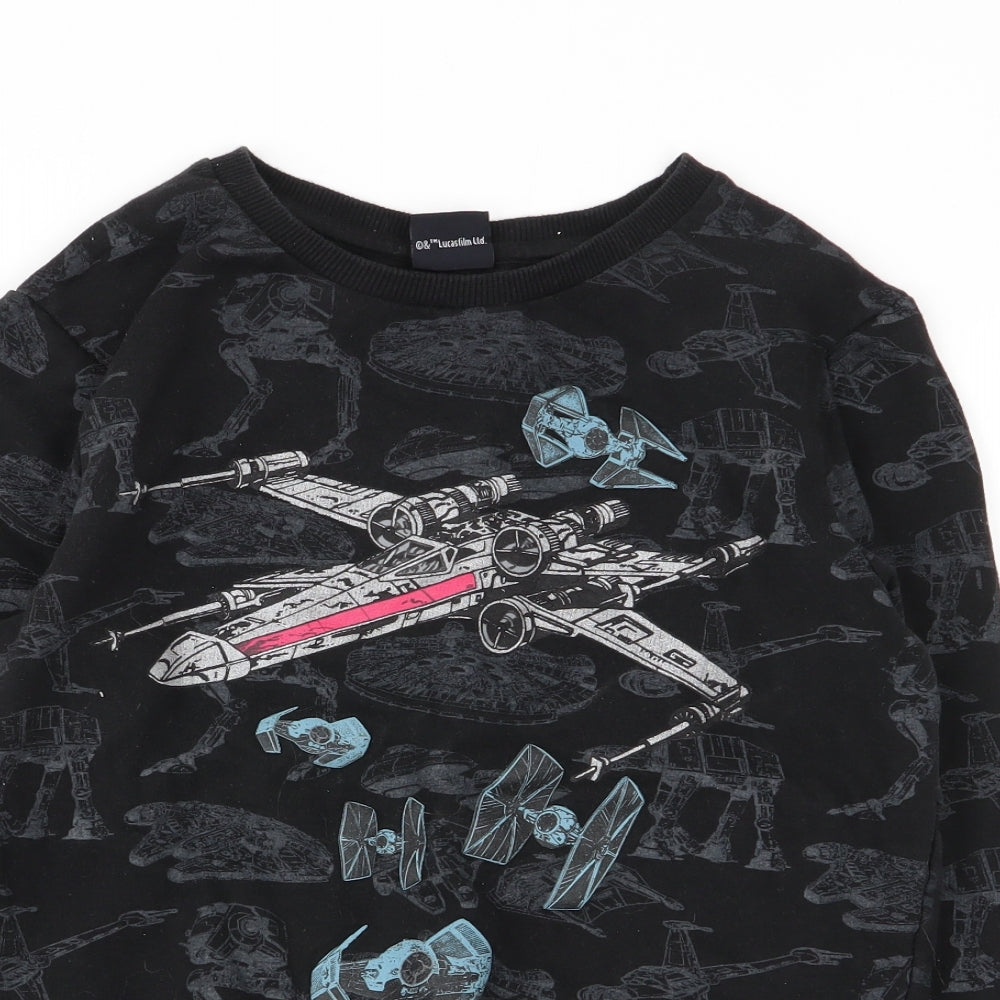 TU Boys Black Geometric  Pullover Jumper Size 9 Years  - star wars