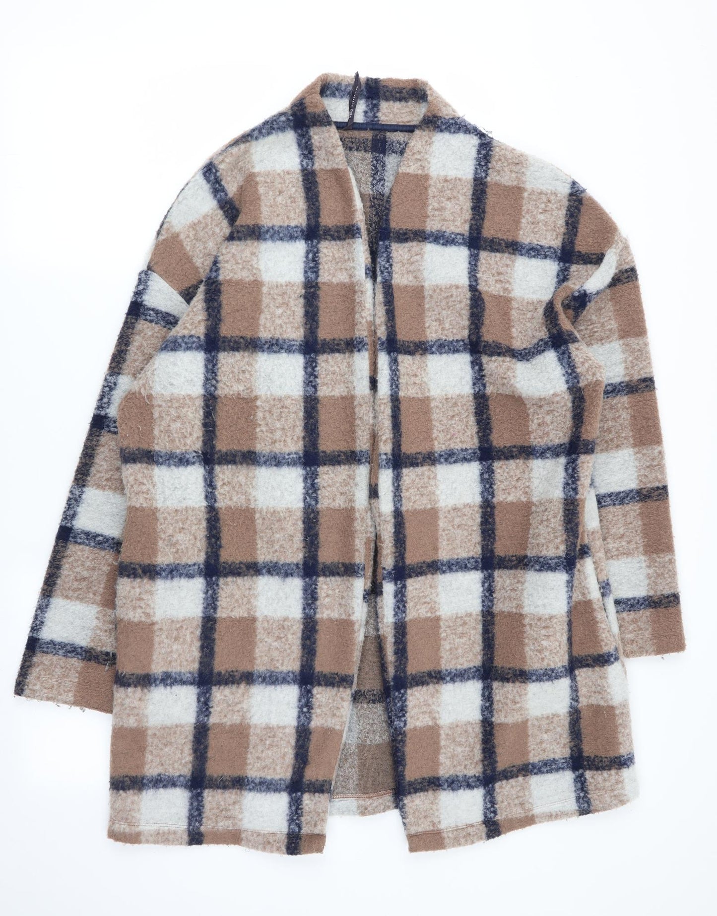 M&S Womens Multicoloured Check  Overcoat Coat Size 16