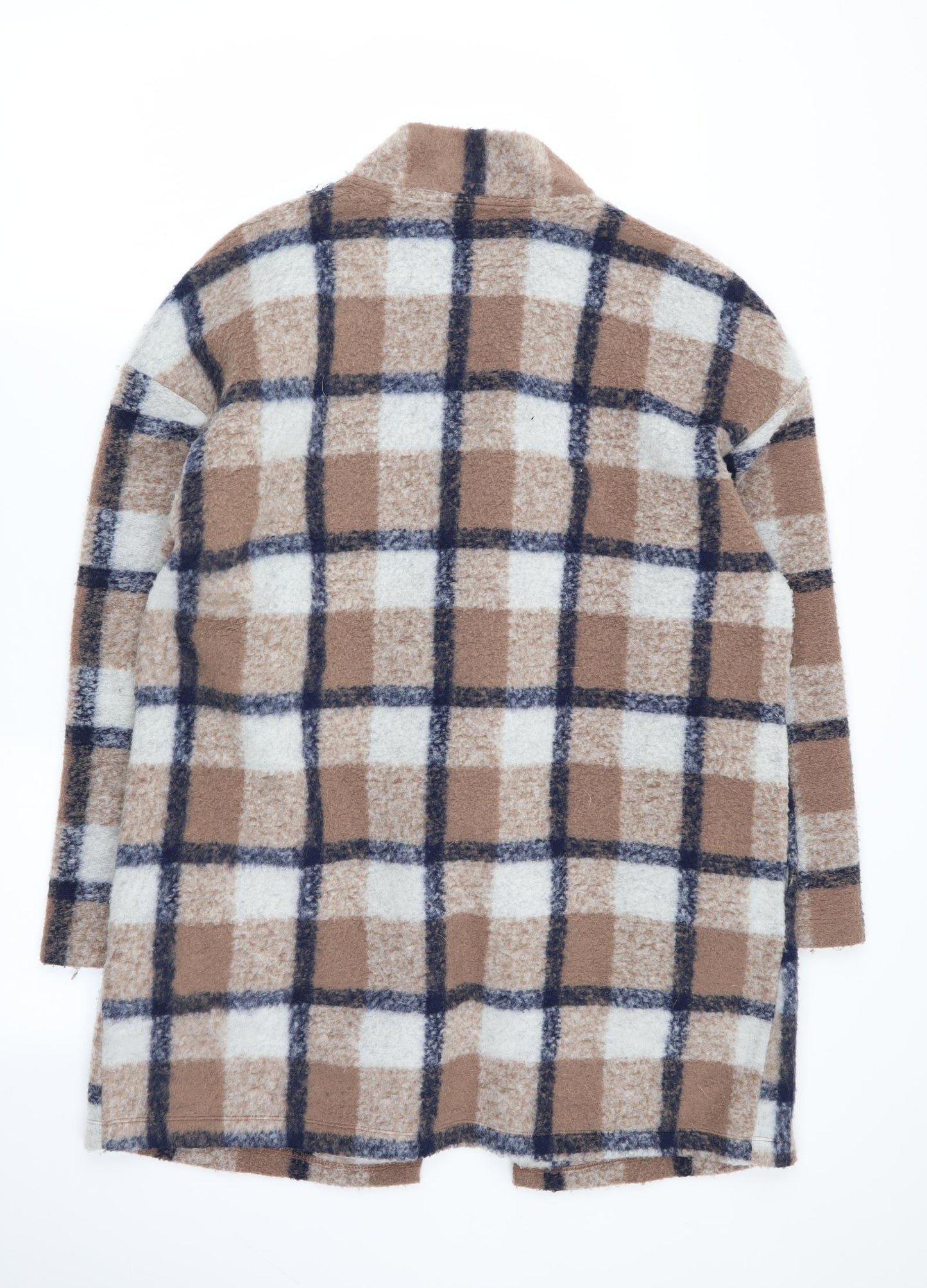 M&S Womens Multicoloured Check  Overcoat Coat Size 16