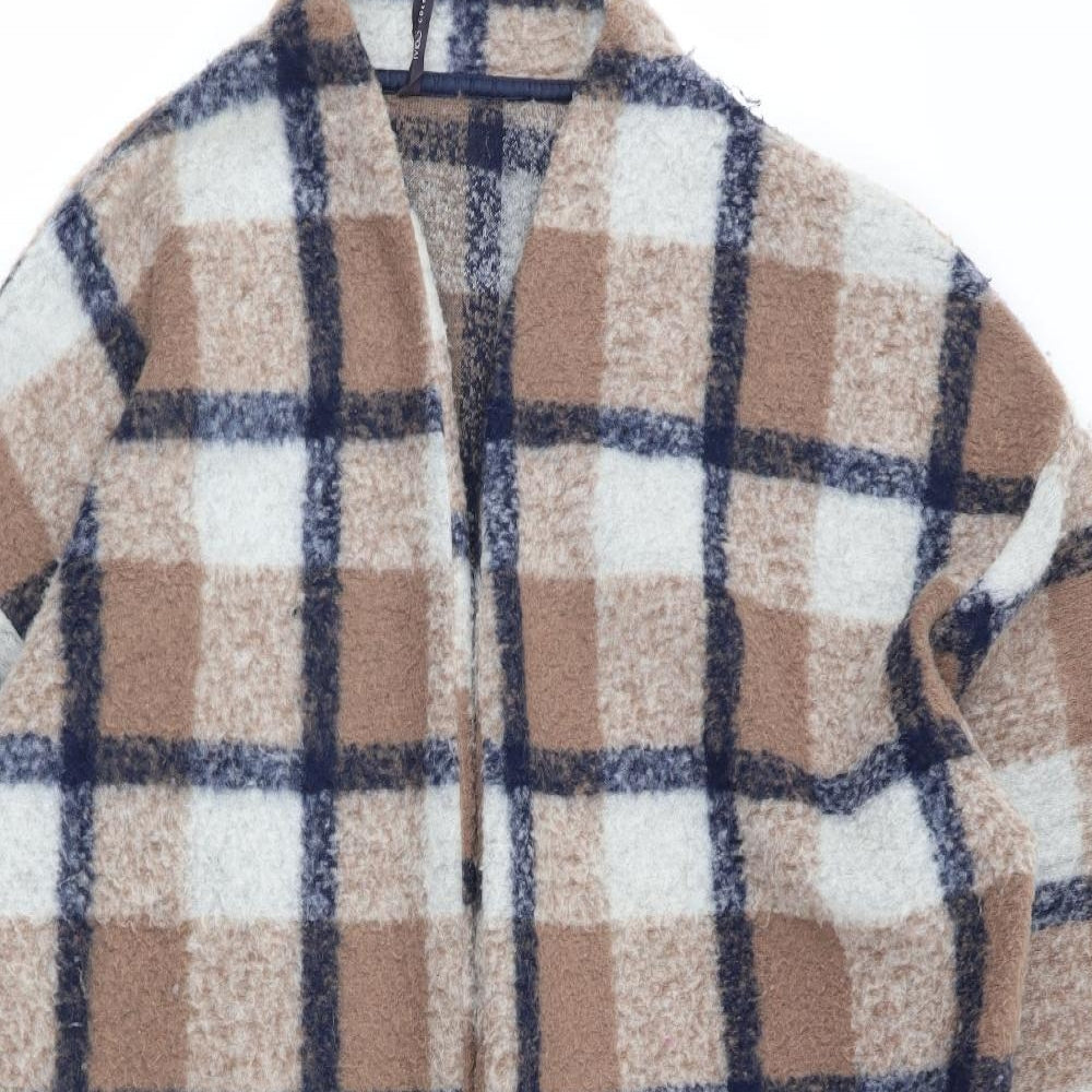 M&S Womens Multicoloured Check  Overcoat Coat Size 16