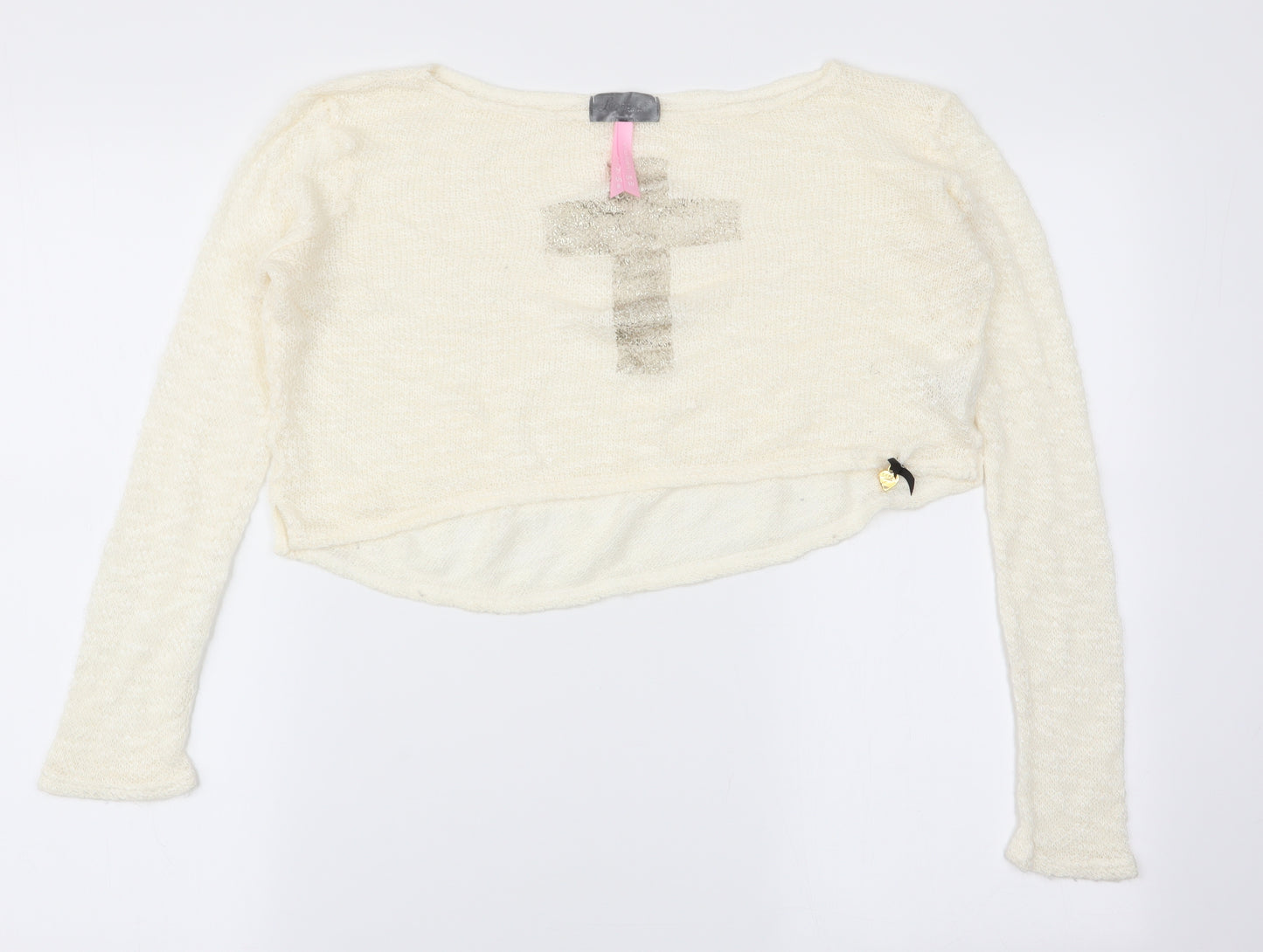 Lipsy Womens Ivory   Basic T-Shirt Size 10