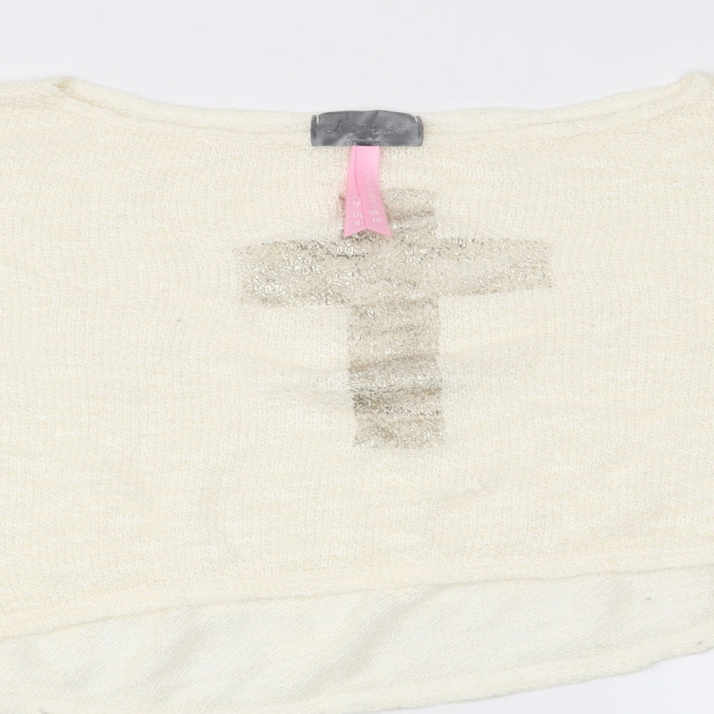 Lipsy Womens Ivory   Basic T-Shirt Size 10