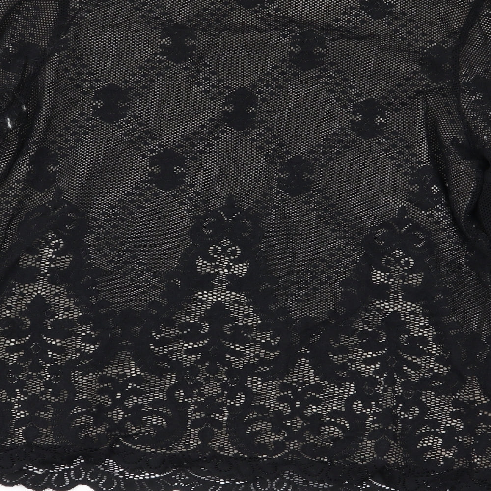 Charter Club Womens Black Floral  Basic T-Shirt Size S