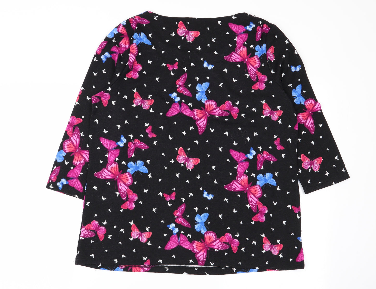 bonmarche Womens Black Geometric  Basic T-Shirt Size 14