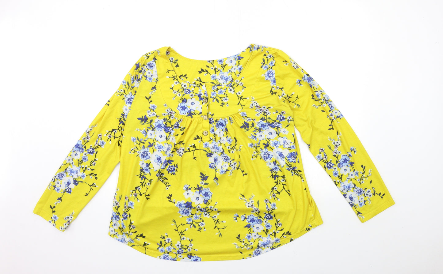 Preworn Womens Yellow Floral  Basic T-Shirt Size XL