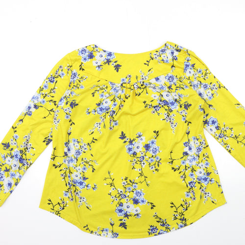 Preworn Womens Yellow Floral  Basic T-Shirt Size XL