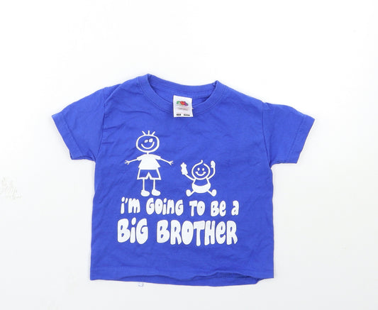 Front view of Fruit of the Loom Baby Blue Basic T-Shirt, size 12, Months - big brother