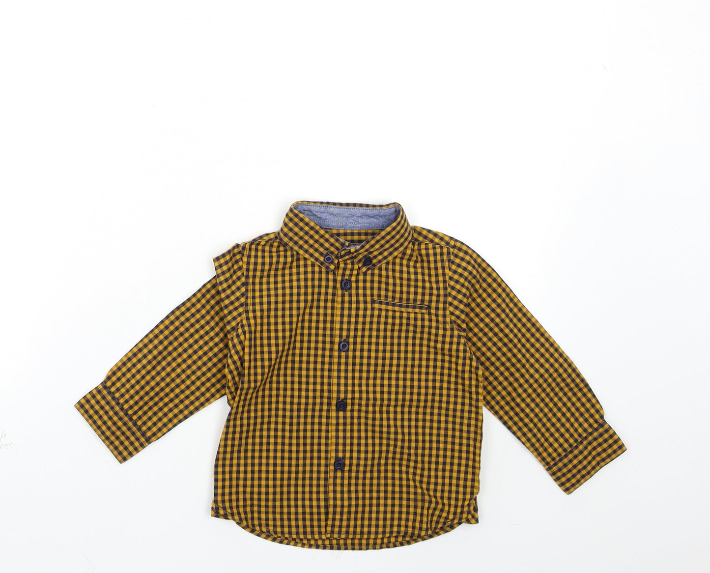 Primark Baby Yellow Check  Basic Button-Up Size 12-18 Months